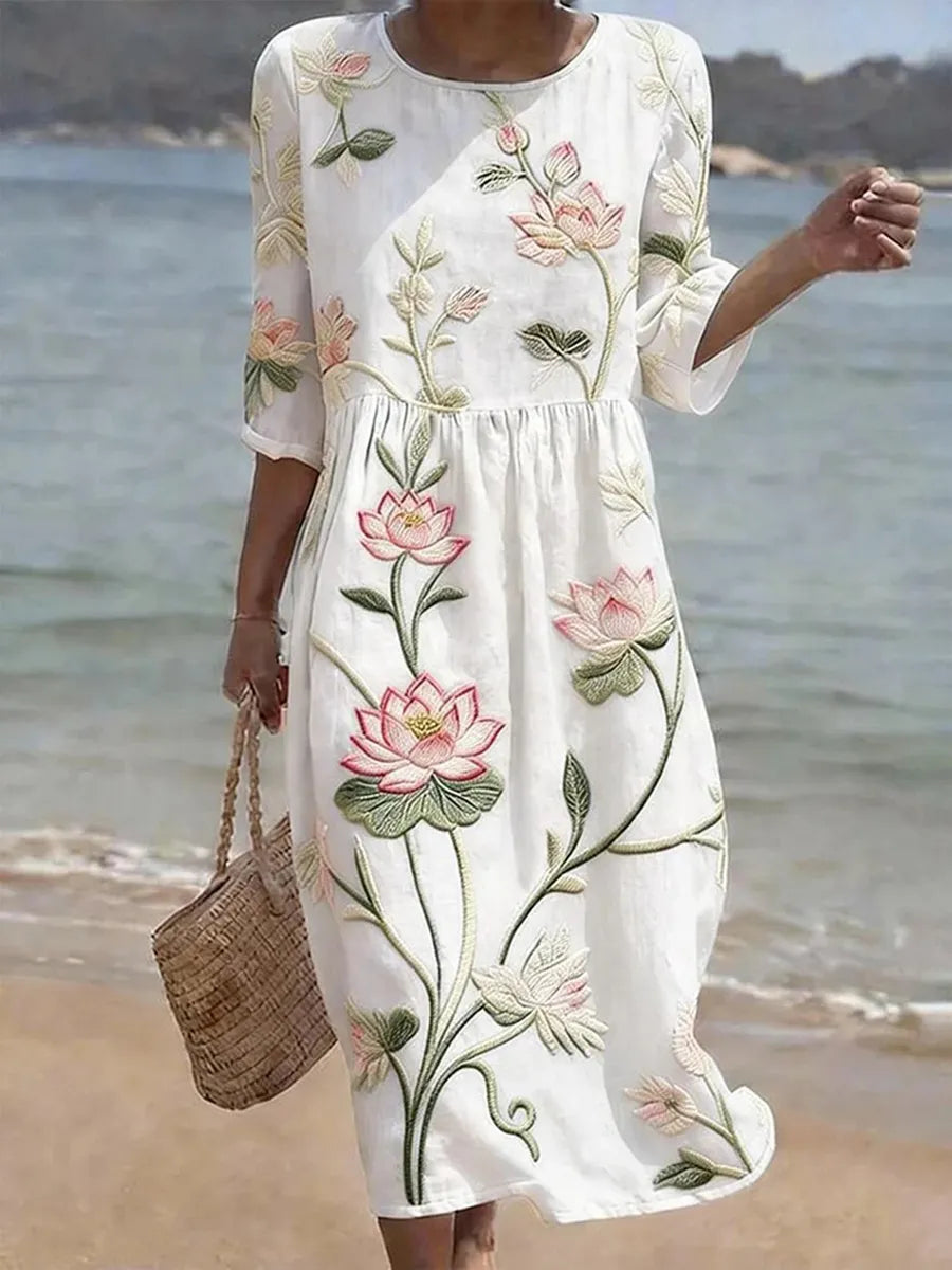 Kayla | Robe Imprimée de Plantes et Fleurs