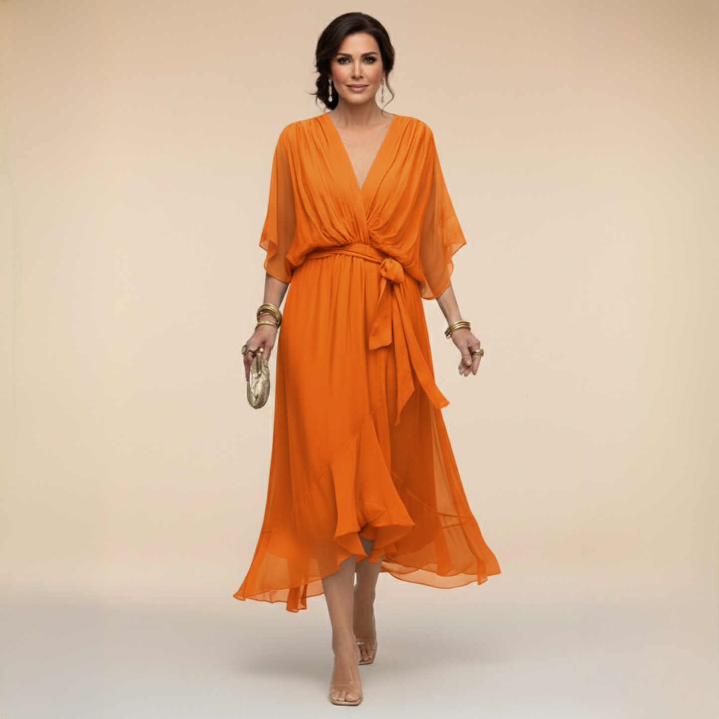 Sarah™ | Robe Chiffon à Col V Sandra