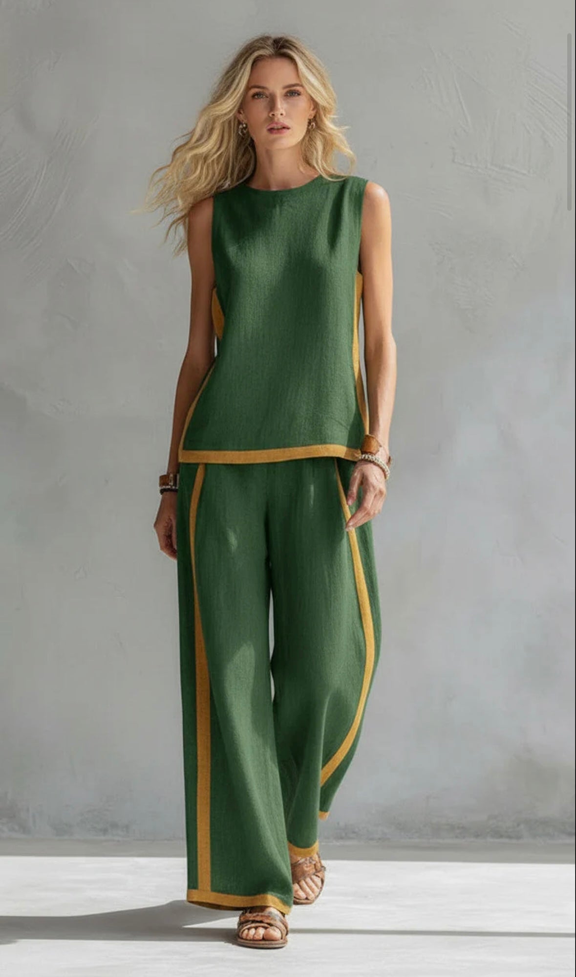 Françoise · Ensemble gilet et pantalon à bordure contrastante