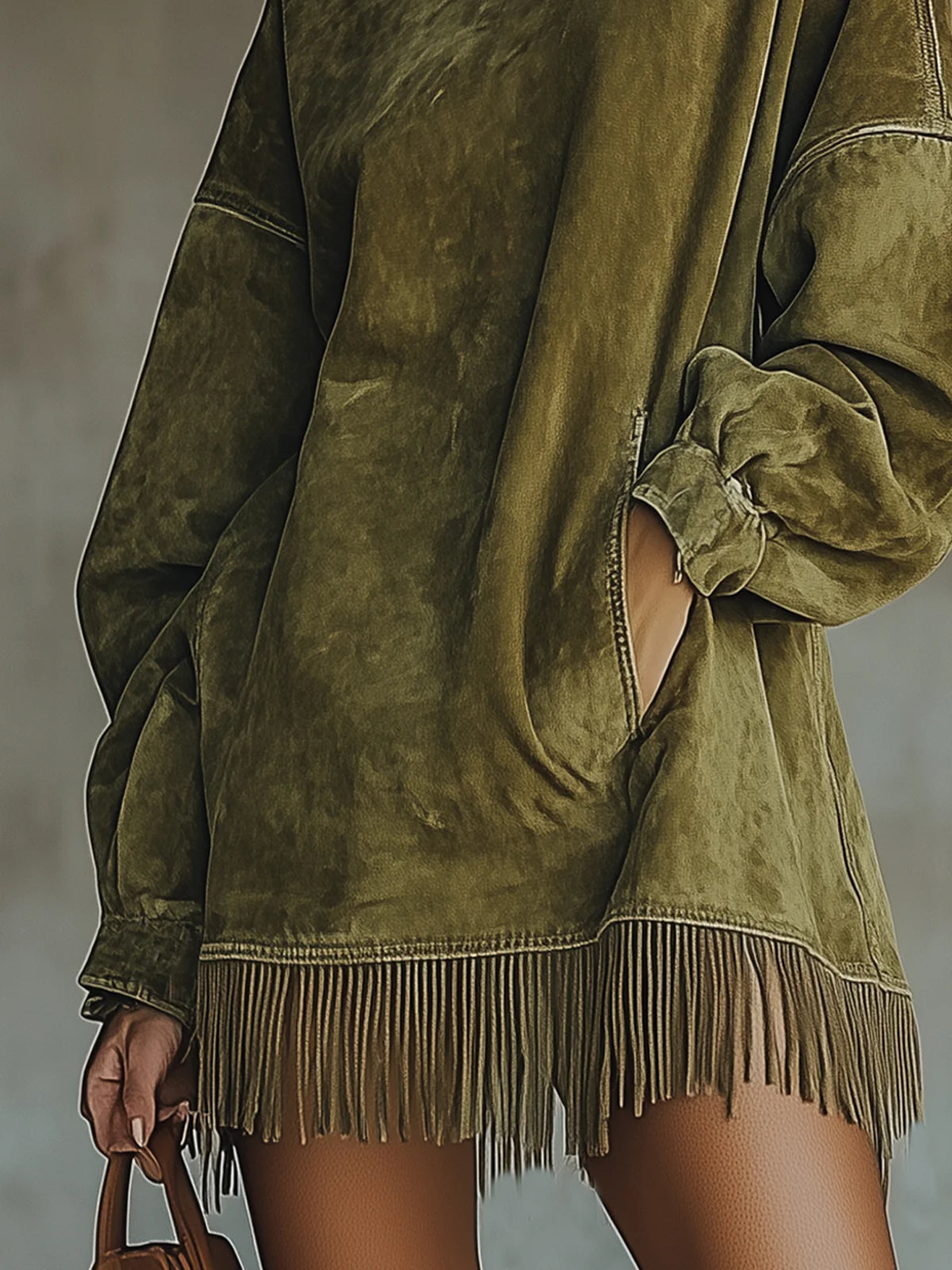 Amalia · Robe à col montant et franges