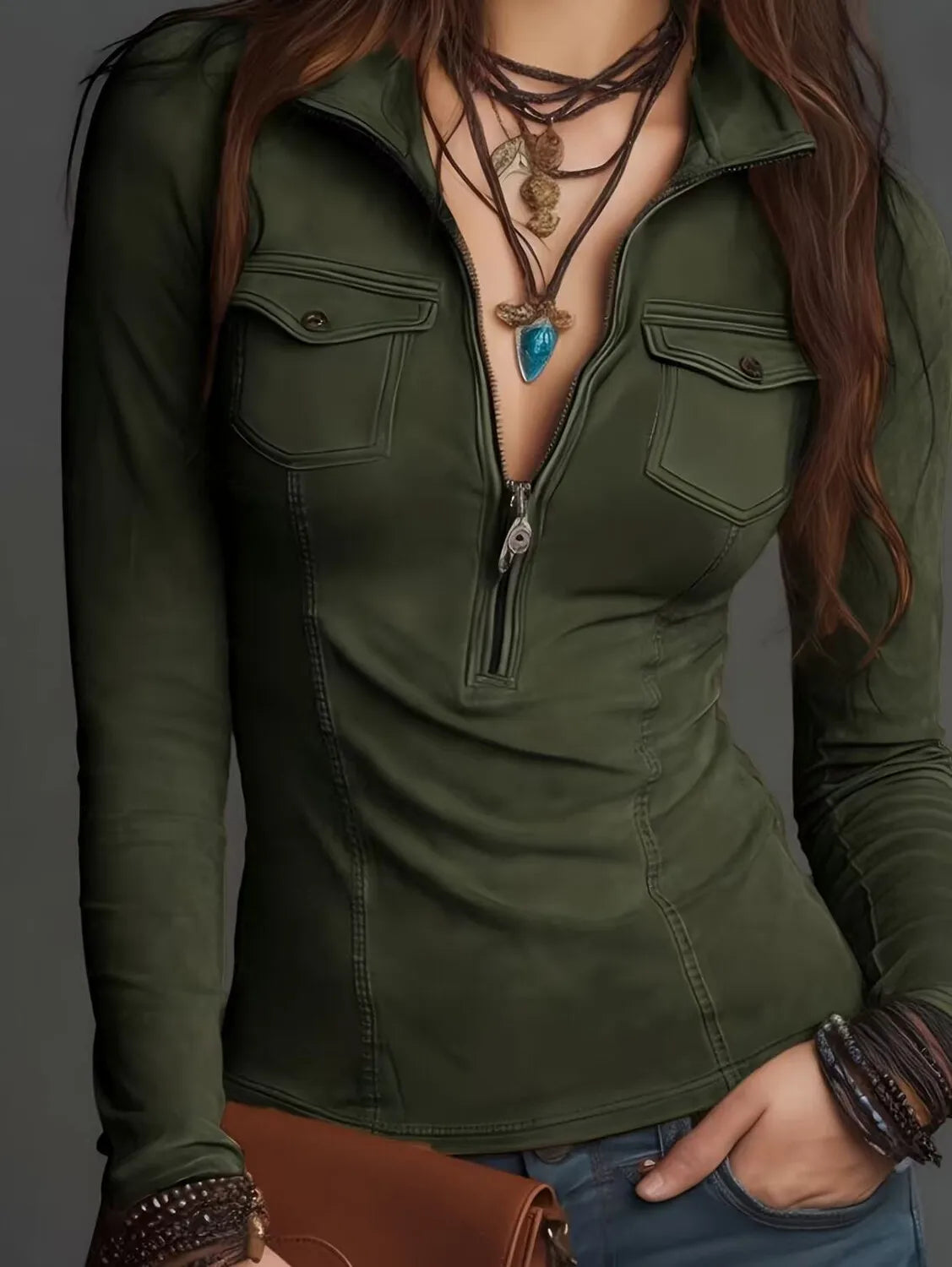 Adriana · Chemise à manches longues avec col tombant