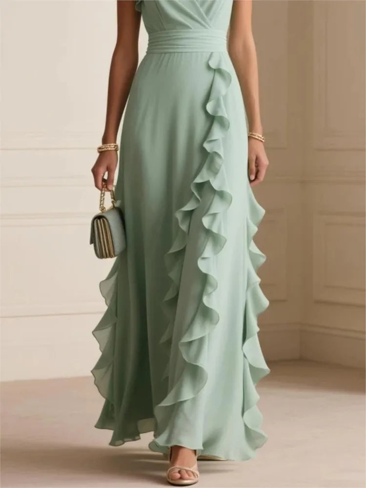 Madeleine · Robe de soirée plissée à volants cascadants