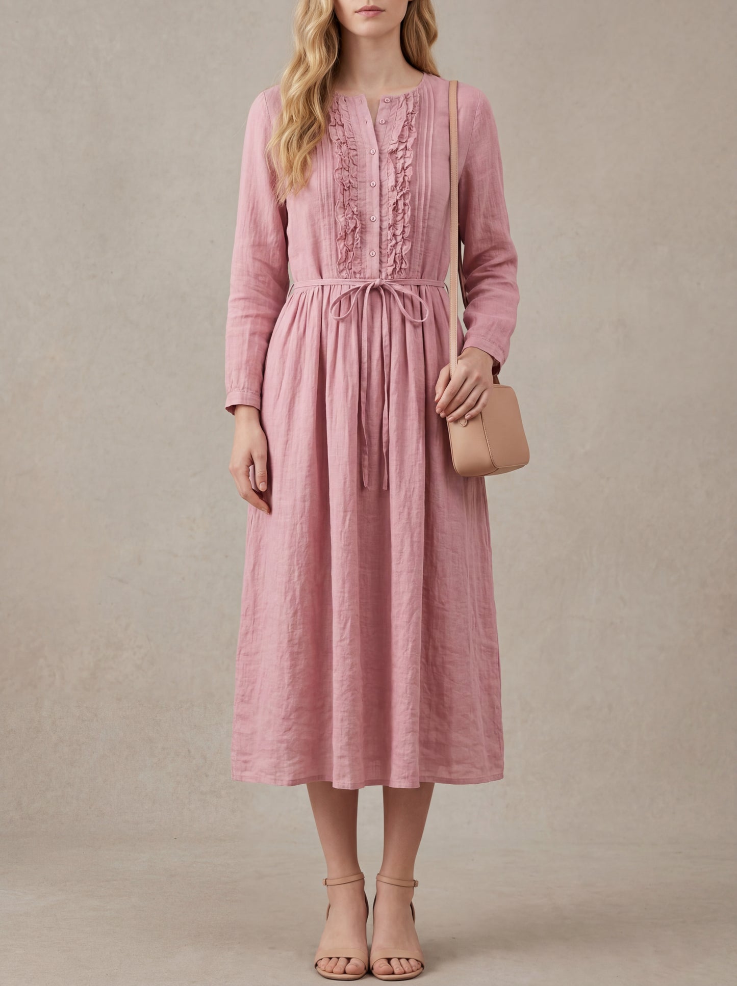 Odette · Robe mi-longue avec lace-up ajustable à la taille
