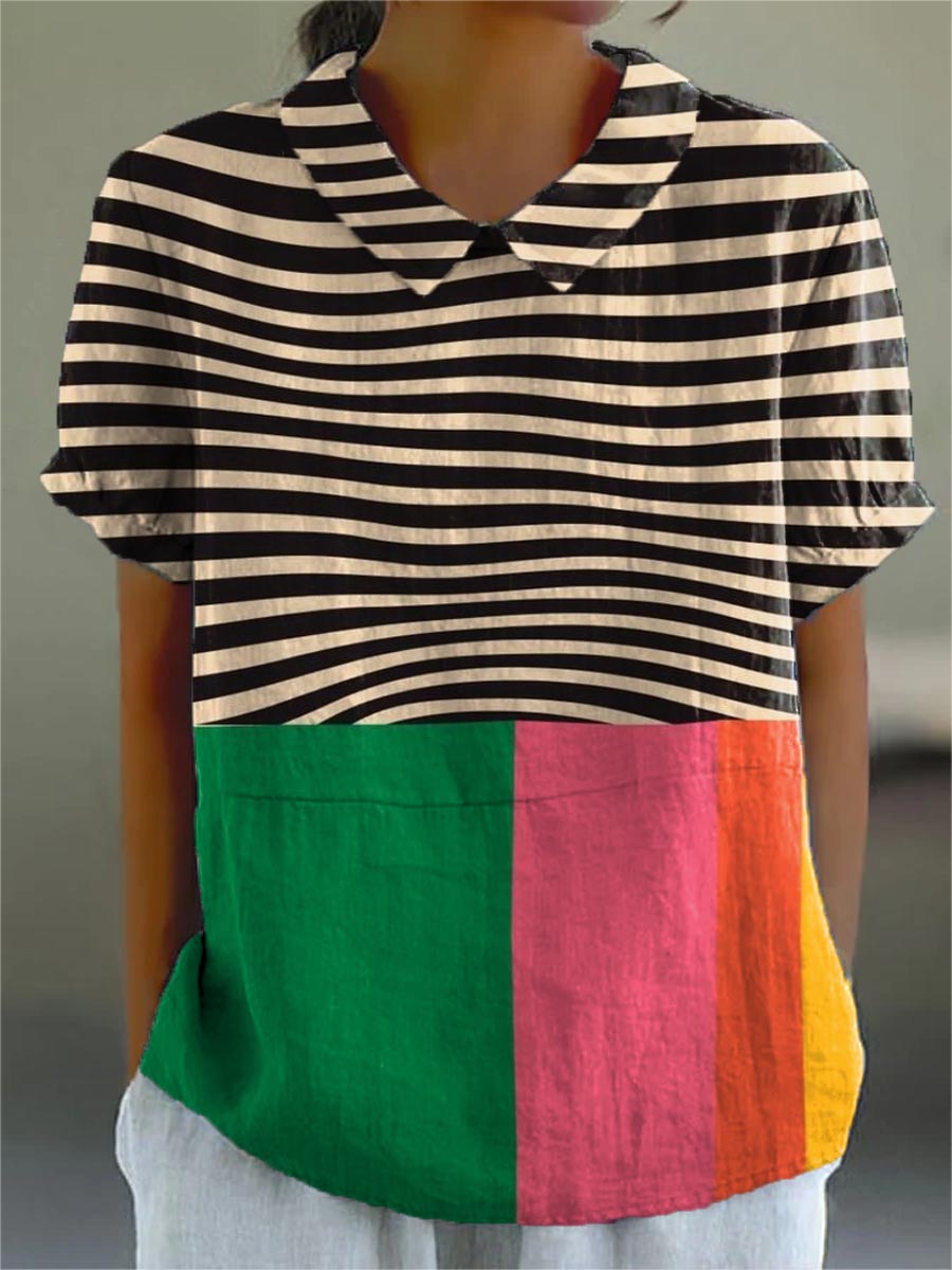 Eva | Chemise à Rayures Audacieuses et Blocs de Couleur
