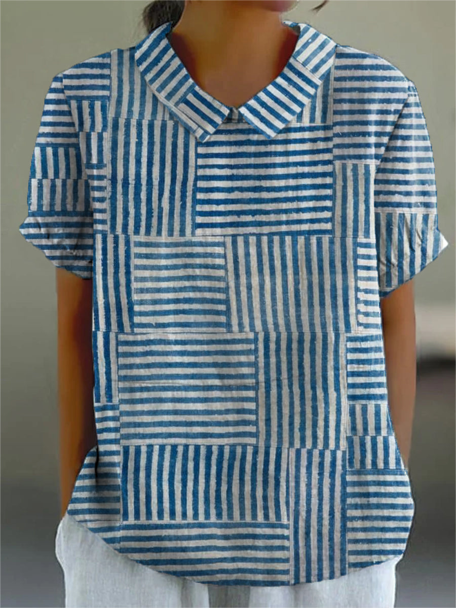 Amelia | Chemise à Patches Rayée