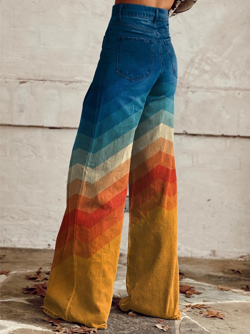 Léa - Pantalons Zigzag Retro Élégants
