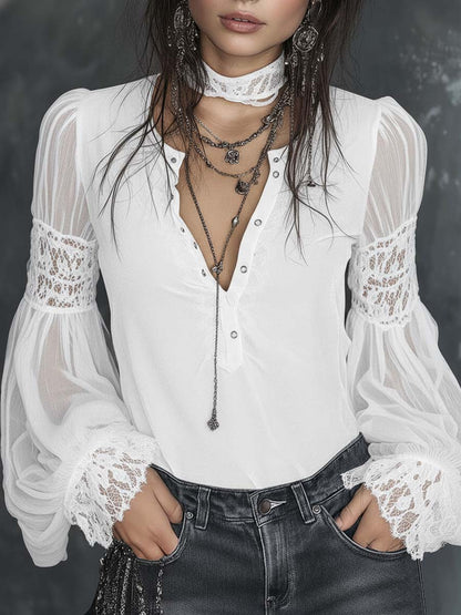 Sofía · Blouse en Velours avec Manches Transparentes