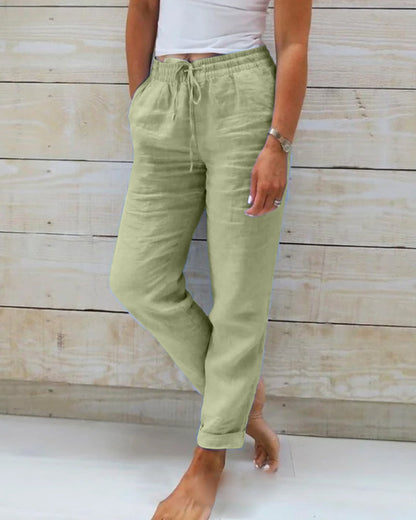 Allison - Pantalons Tailorés en Lin et Coton de Luxe