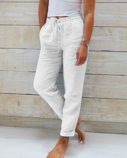 Allison - Pantalons Tailorés en Lin et Coton de Luxe