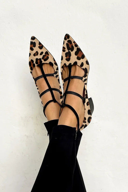 Bridget | Talons de ballet à lanières léopard