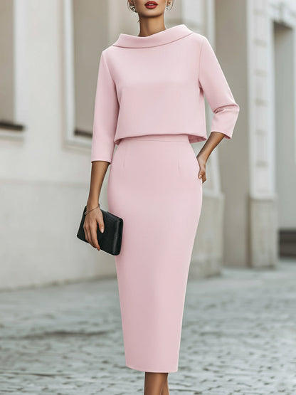 Vivienne · Ensemble haut col bateau et jupe midi