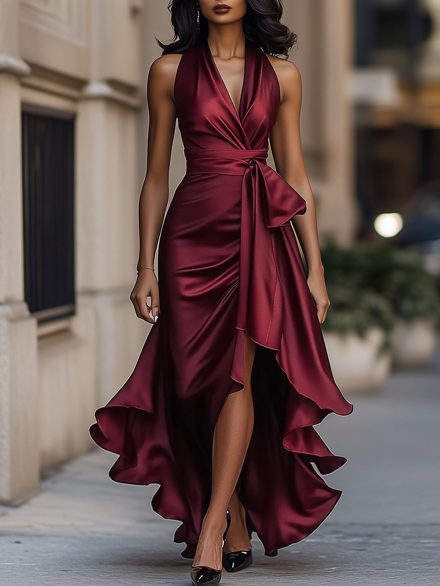 Henriette · Robe halter à volants en cascade