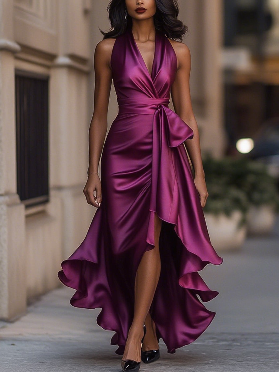Henriette · Robe halter à volants en cascade