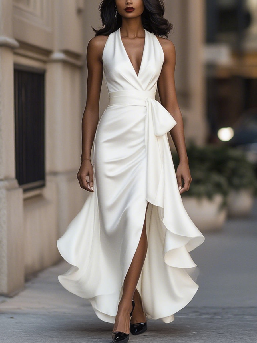 Henriette · Robe halter à volants en cascade