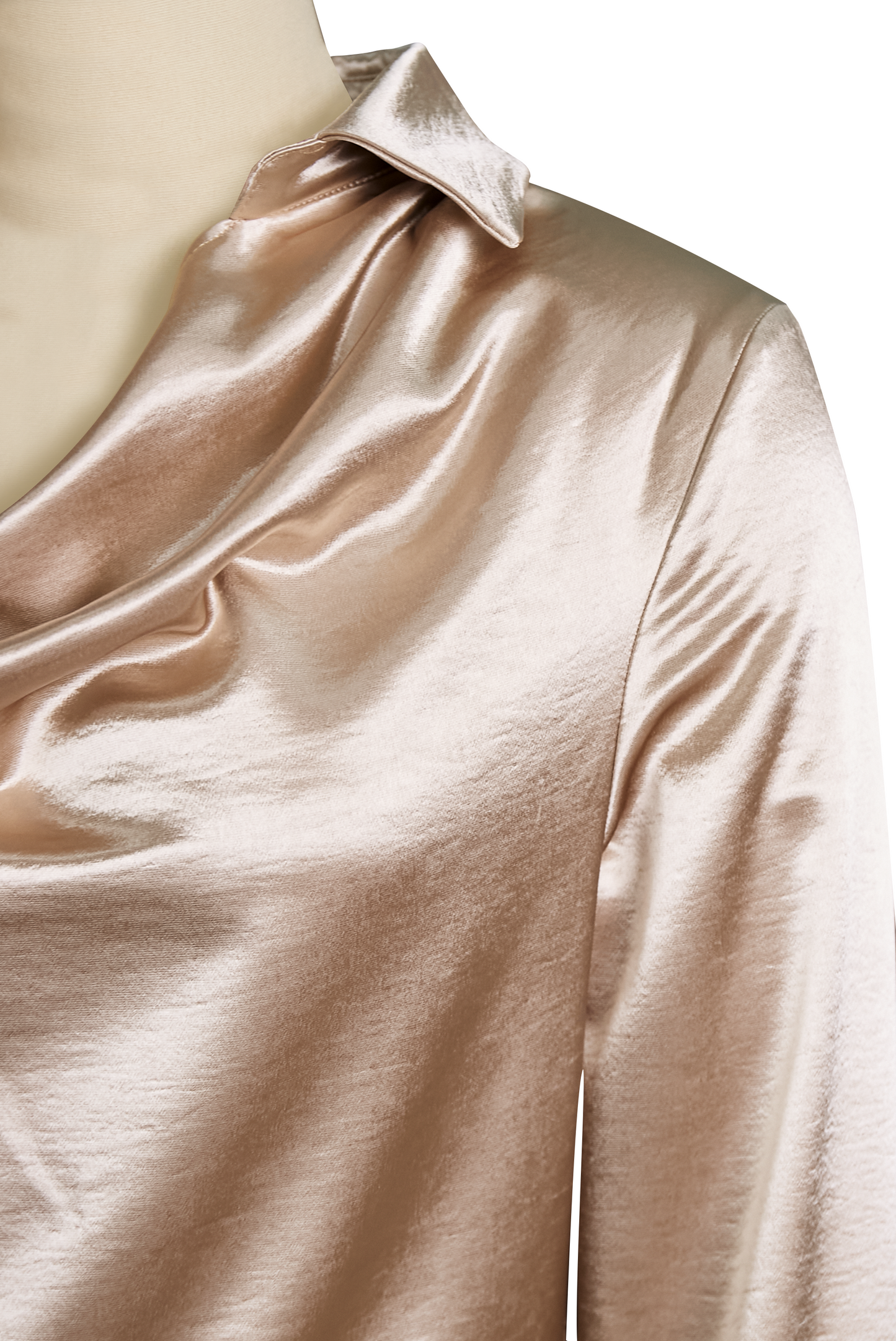 Blouse en Satin Blanc Élégante avec Décolleté Drapé