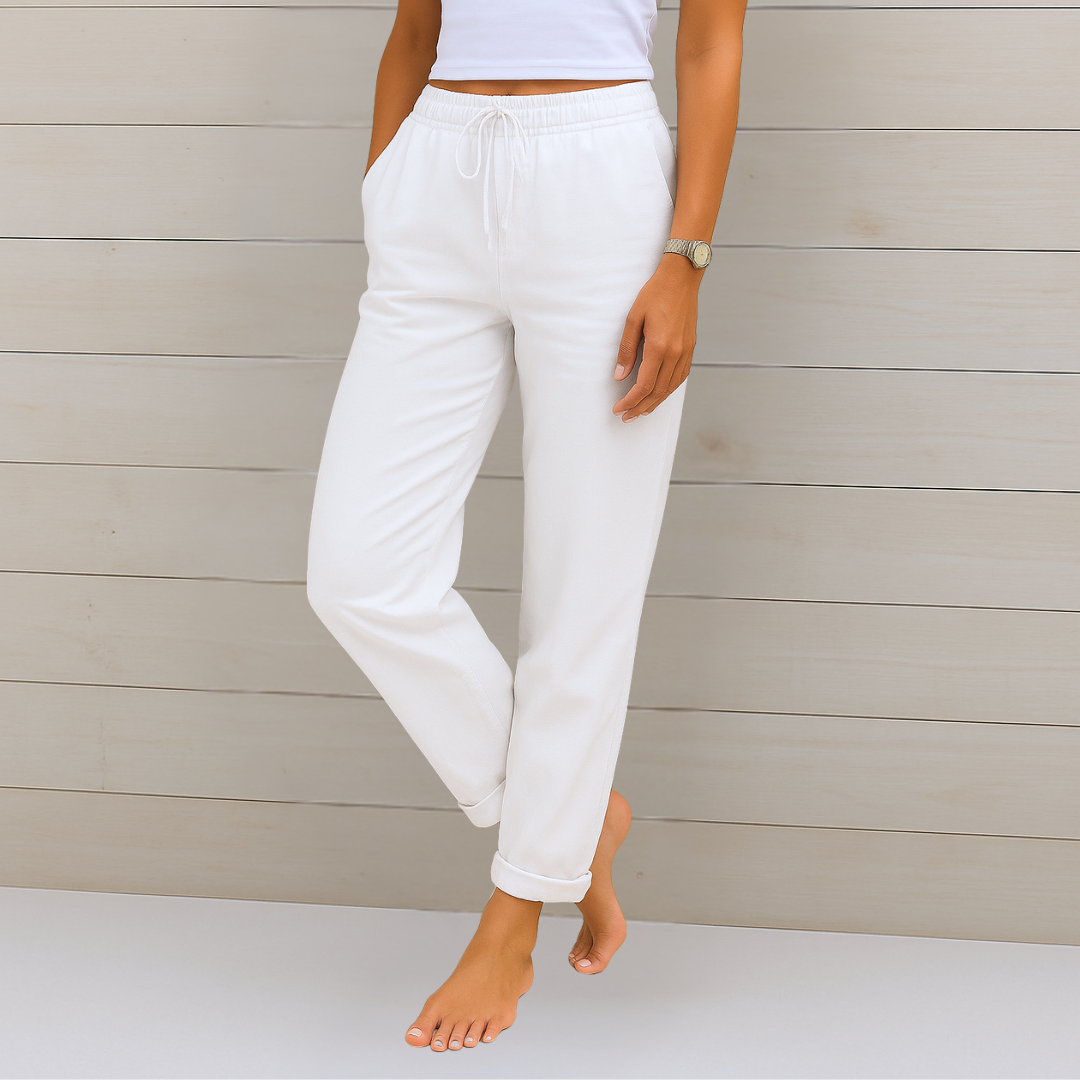 Maylora | Pantalons en Lin Relax avec Ceinture Ajustable