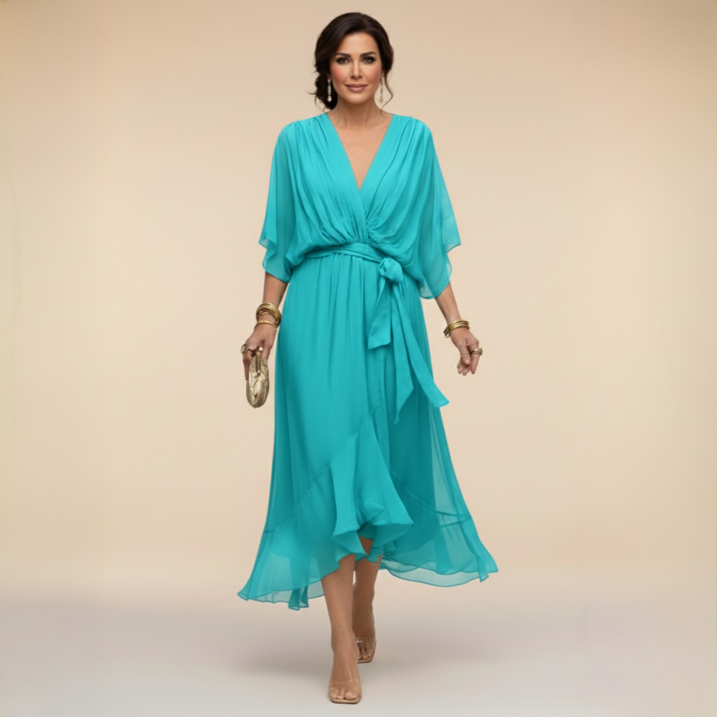 Sarah™ | Robe Chiffon à Col V Sandra