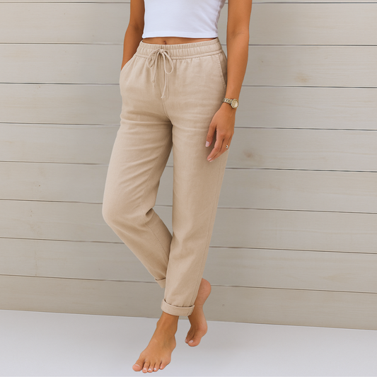 Maylora | Pantalons en Lin Relax avec Ceinture Ajustable