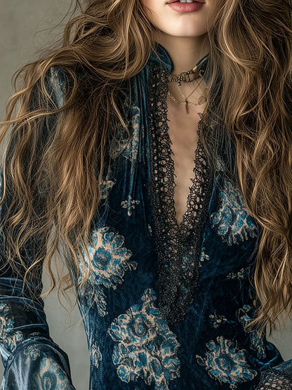Azul · Blouse florale rétro avec manches évasées