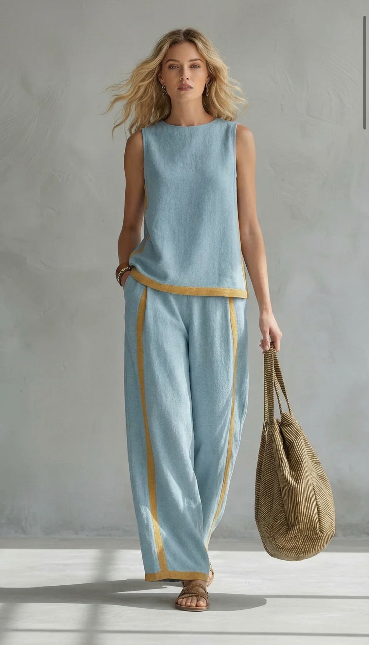 Françoise · Ensemble gilet et pantalon à bordure contrastante