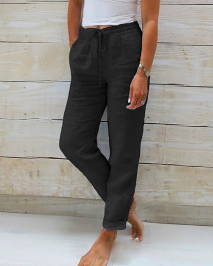 Allison - Pantalons Tailorés en Lin et Coton de Luxe