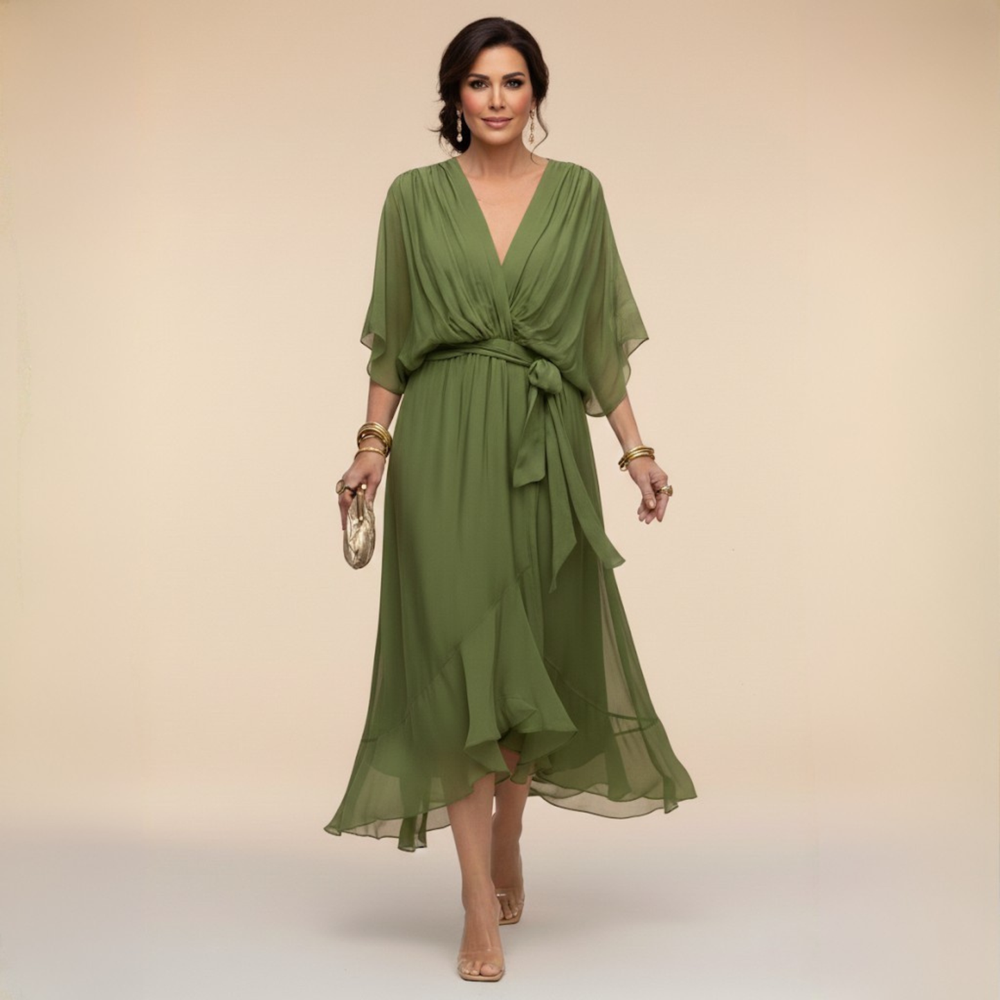 Sarah™ | Robe Chiffon à Col V Sandra