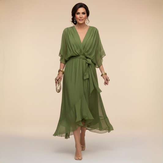 Sarah™ | Robe Chiffon à Col V Sandra