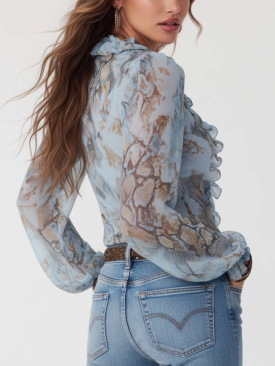 Marina · Blouse froncée avec fermeture éclair dorée