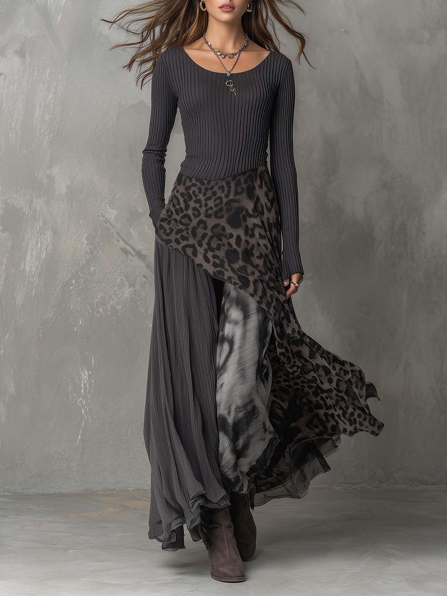 Odette · Robe maxi bohémienne à imprimé animalier