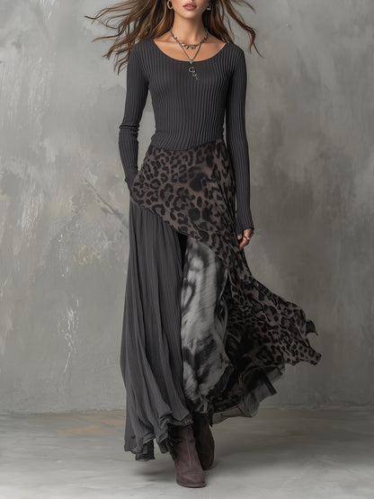 Odette · Robe maxi bohémienne à imprimé animalier