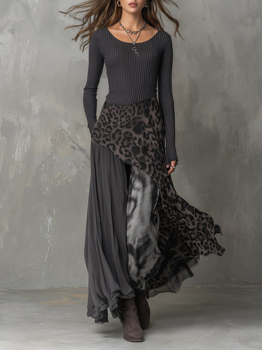 Odette · Robe maxi bohémienne à imprimé animalier