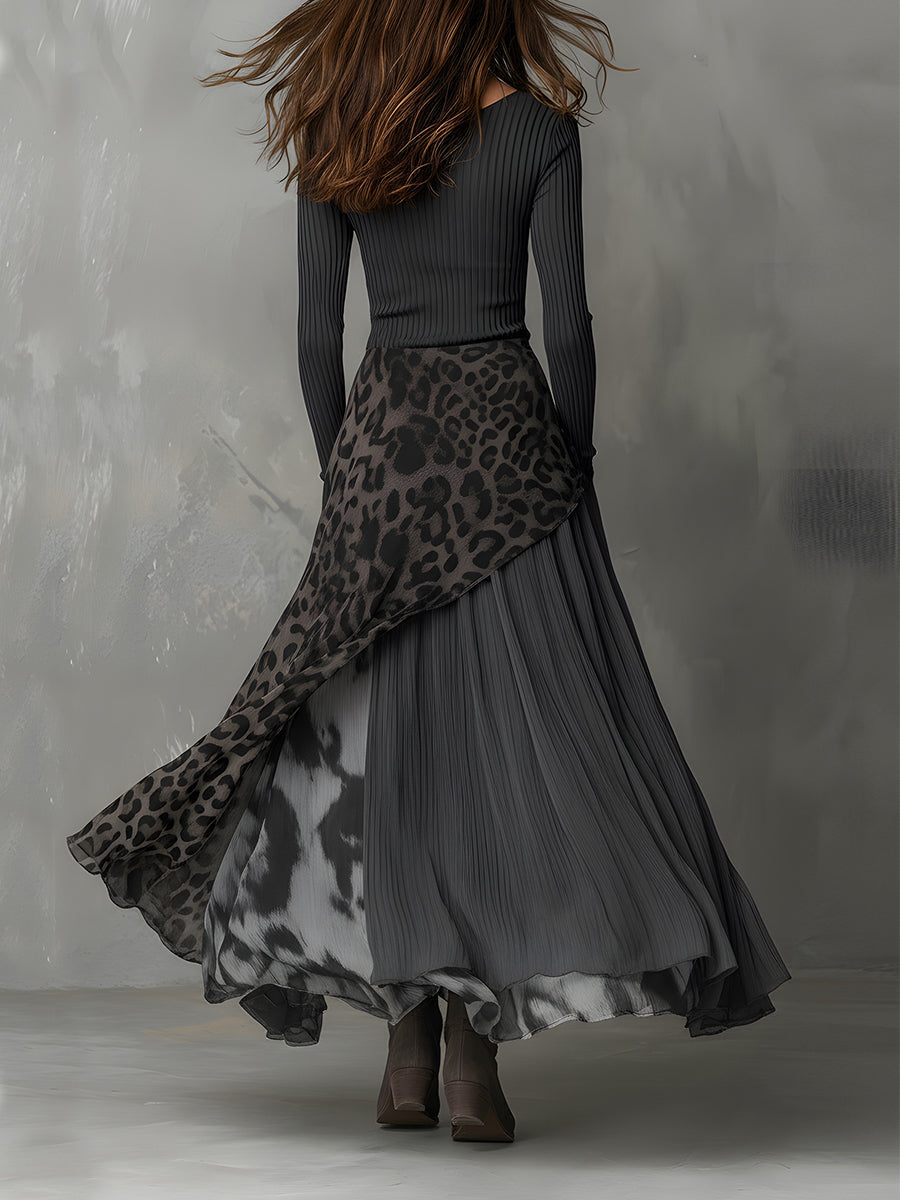 Odette · Robe maxi bohémienne à imprimé animalier