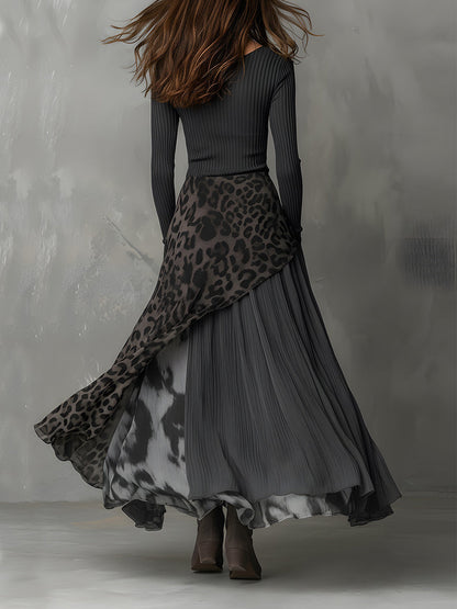 Odette · Robe maxi bohémienne à imprimé animalier
