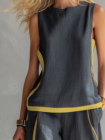 Françoise · Ensemble gilet et pantalon à bordure contrastante