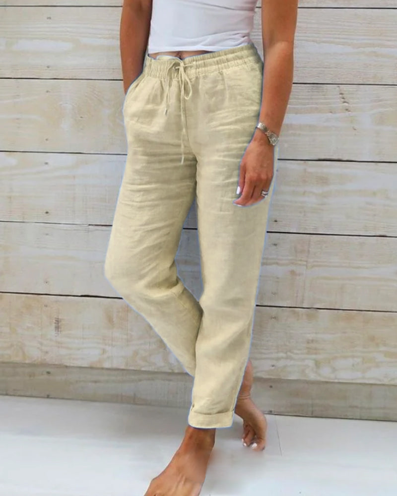 Allison - Pantalons Tailorés en Lin et Coton de Luxe