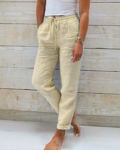 Allison - Pantalons Tailorés en Lin et Coton de Luxe