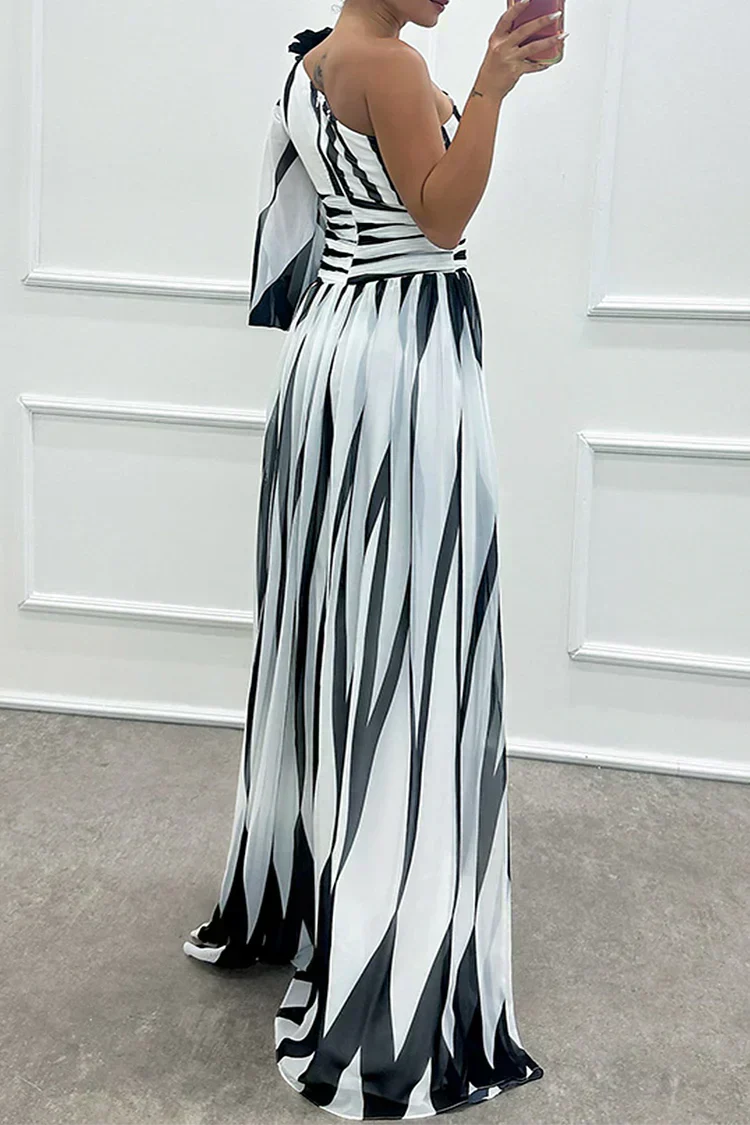 Hazel™ | Robe Maxi Rayée Élégante à Une Épaule