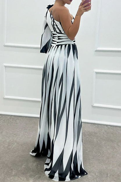 Hazel™ | Robe Maxi Rayée Élégante à Une Épaule