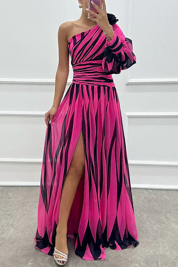 Hazel™ | Robe Maxi Rayée Élégante à Une Épaule