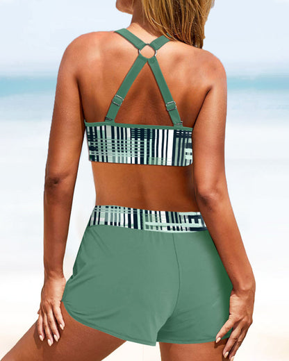 Janette - Bikini taille haute à rayures