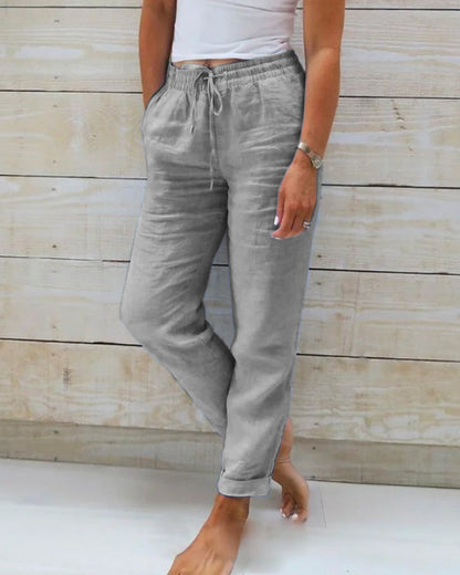 Allison - Pantalons Tailorés en Lin et Coton de Luxe