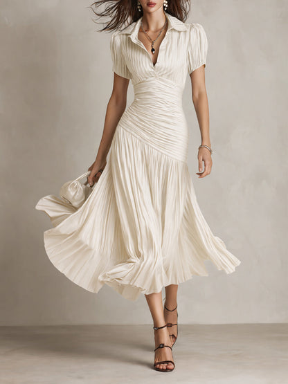 Adriana ∙ Robe midi satinée à rayures rétro
