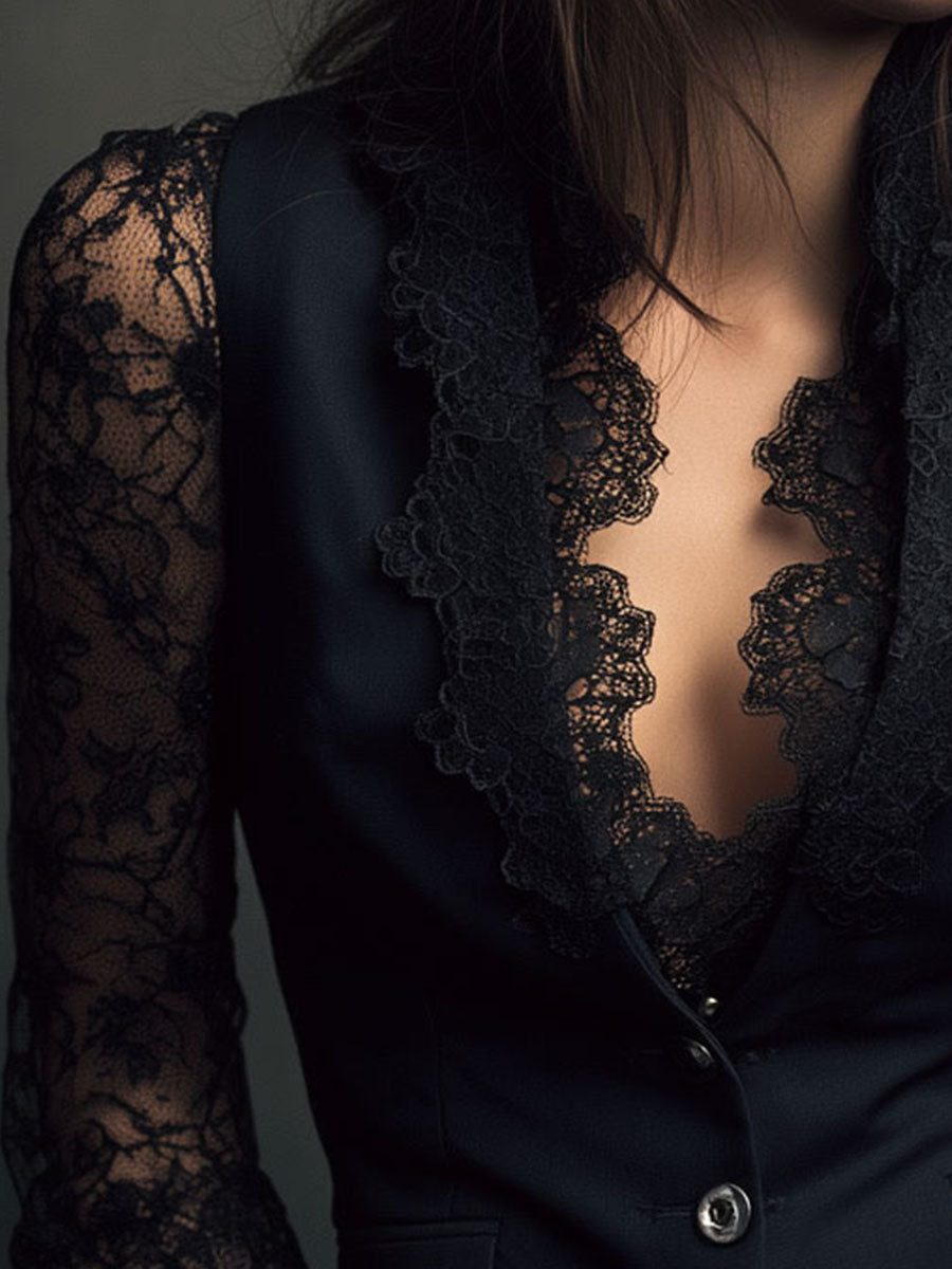 Claudia · Blazer Noir avec Dentelle