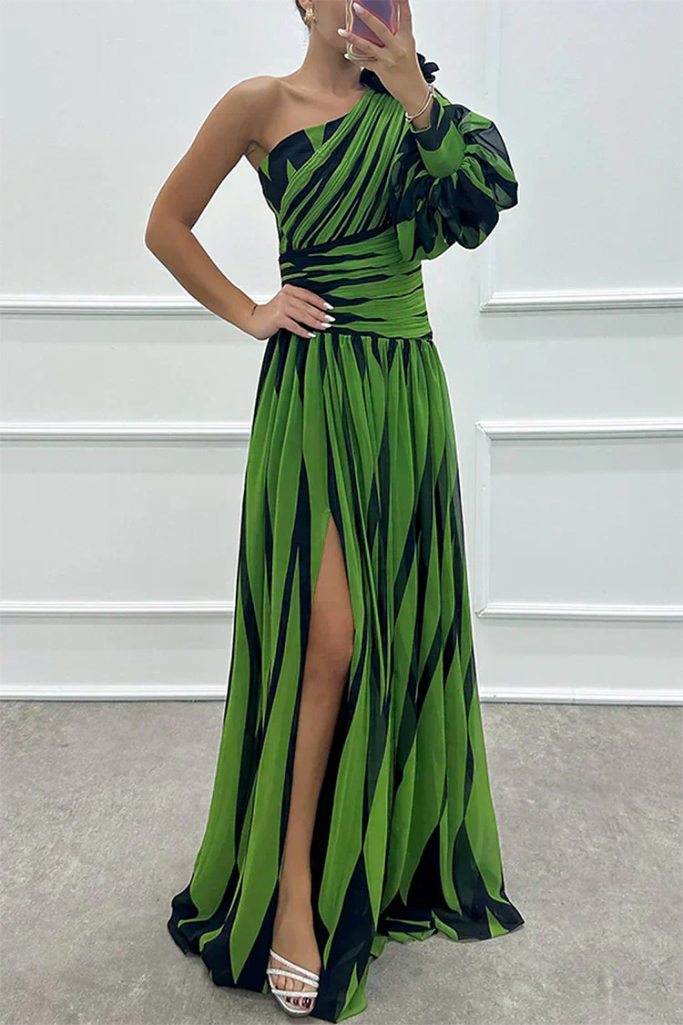 Hazel™ | Robe Maxi Rayée Élégante à Une Épaule