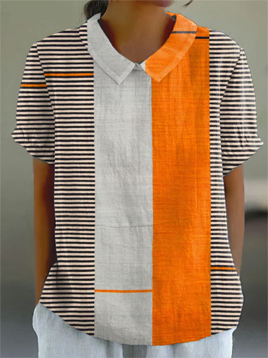 Lena | Chemise Rayée en Blocs de Couleur
