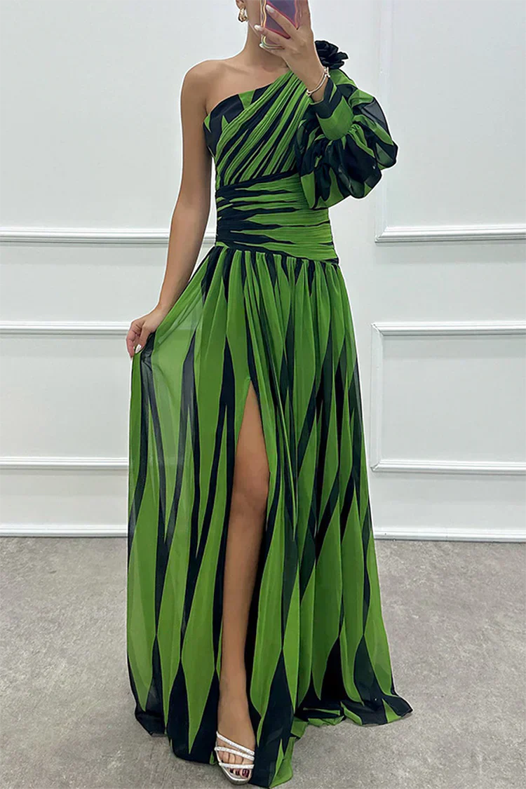 Hazel™ | Robe Maxi Rayée Élégante à Une Épaule