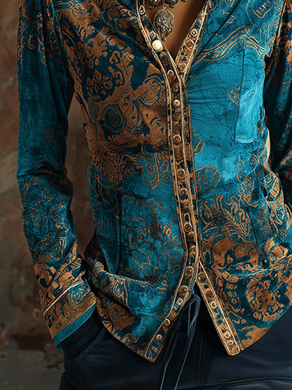 Julia · Blouse Velours Bleu Paon