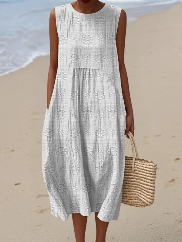 Robe Midi Brodée Rose™