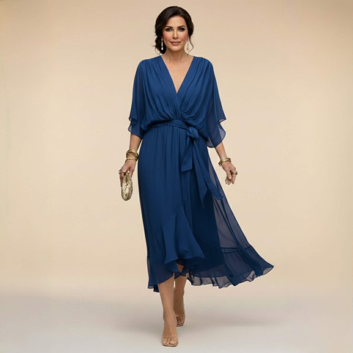 Sarah™ | Robe Chiffon à Col V Sandra