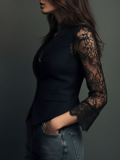 Claudia · Blazer Noir avec Dentelle